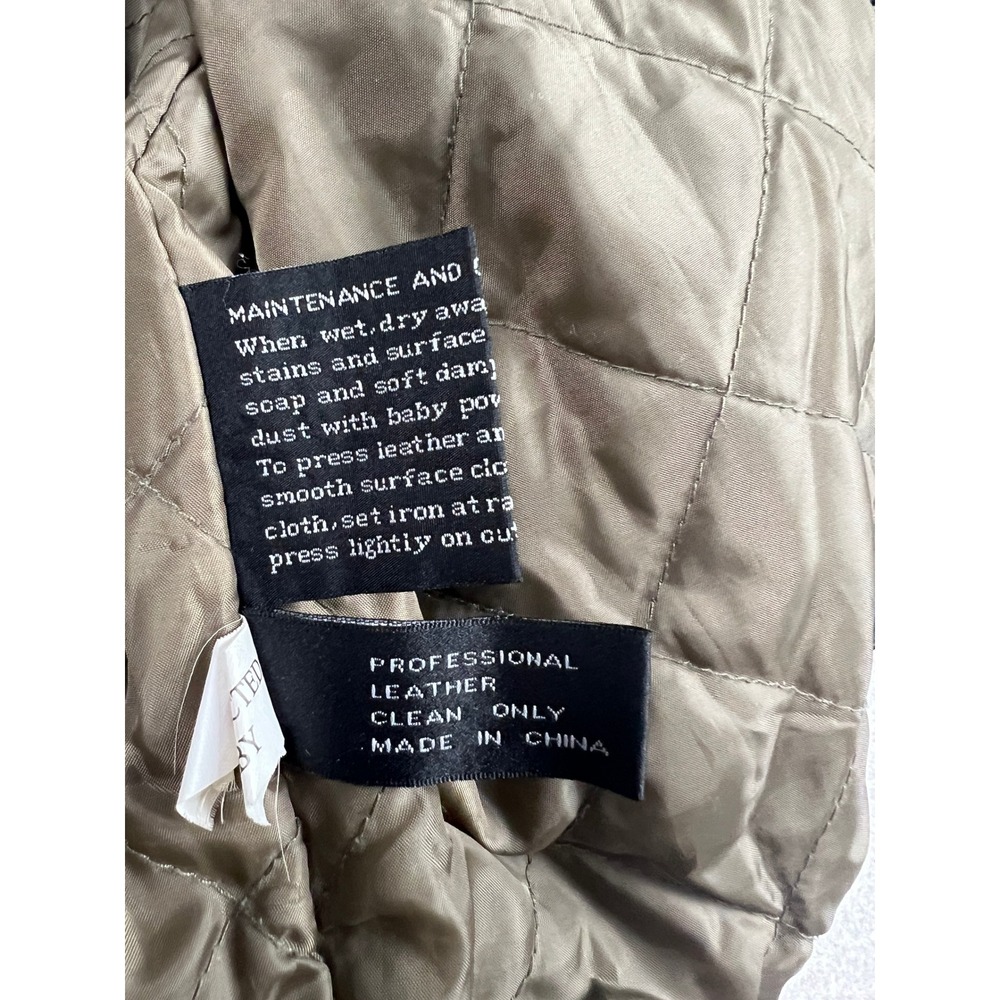 Cougar Leather Jacket Mens XL Black Bomber Genuine Leather Quilted Zip Up Solid - Picture 12 of 14
